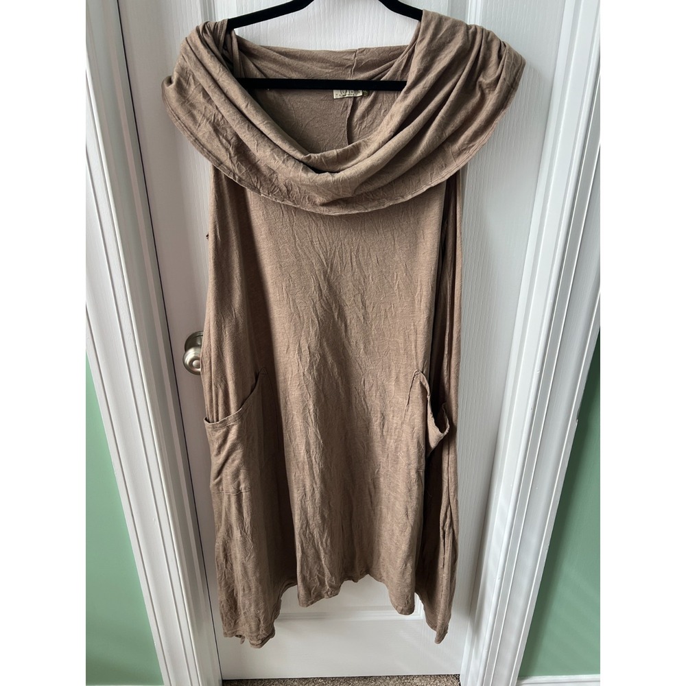 Chalet‎ Womens Dress Brown Cowl Neck Lagenlook Pockets Size XL